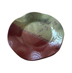 Handmade Ceramic Wavy Plate in Seafoam/Raspberry Color Block, 8.5" - Bordeaux Ceramics