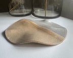 Handmade Round Wavy Platter in Natural/White Color Block Glaze, 10" - Bordeaux Ceramics