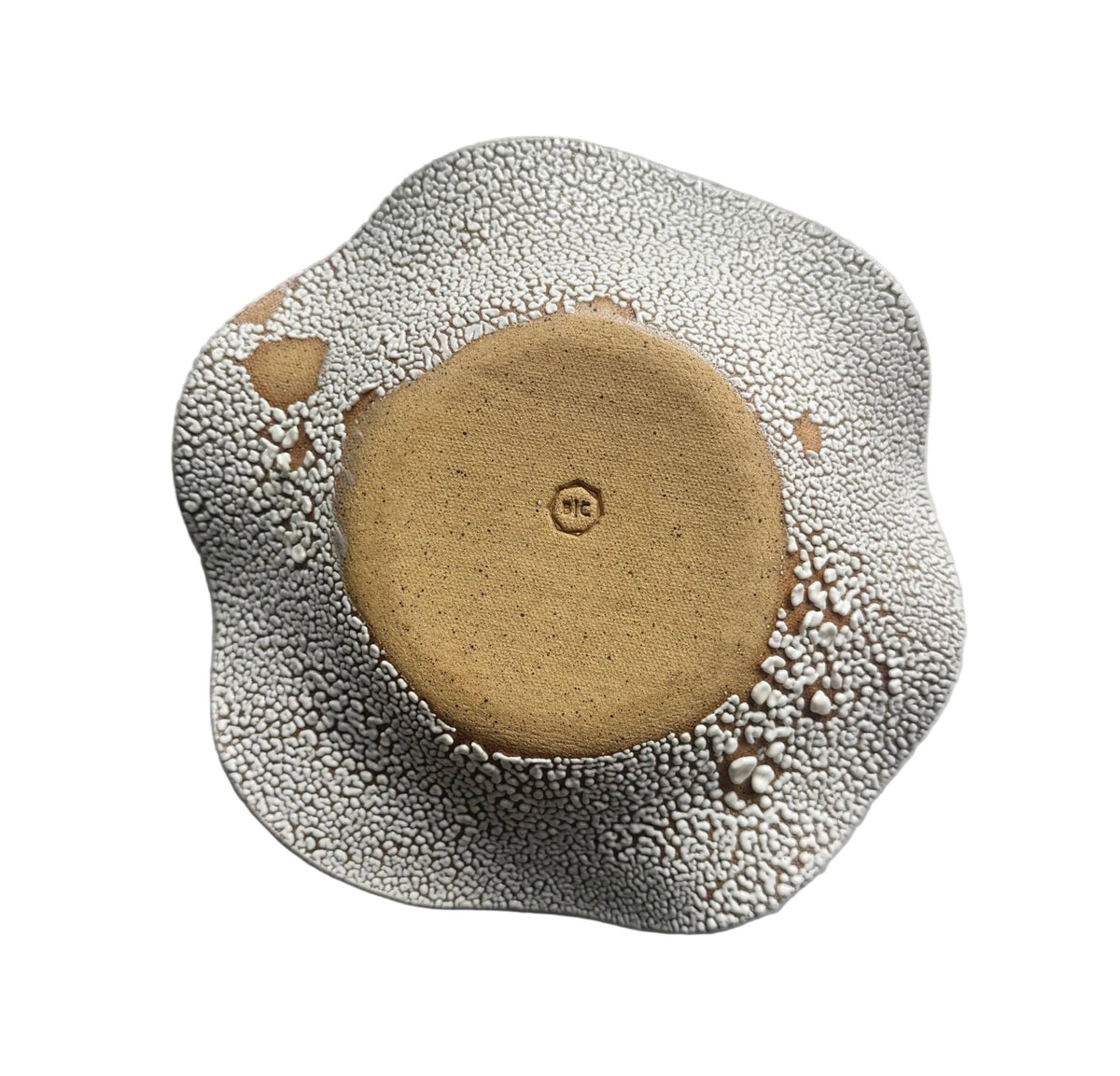 Handmade Ceramic Decorative Wavy Bowl in White Crawl Speckle, 8.5" - Bordeaux Ceramics