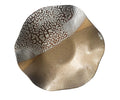 Handmade Ceramic Decorative Wavy Bowl in White Crawl/Natural Speckle Color Block, 11" - Bordeaux Ceramics