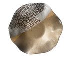 Handmade Ceramic Decorative Wavy Bowl in White Crawl/Natural Speckle Color Block, 11" - Bordeaux Ceramics